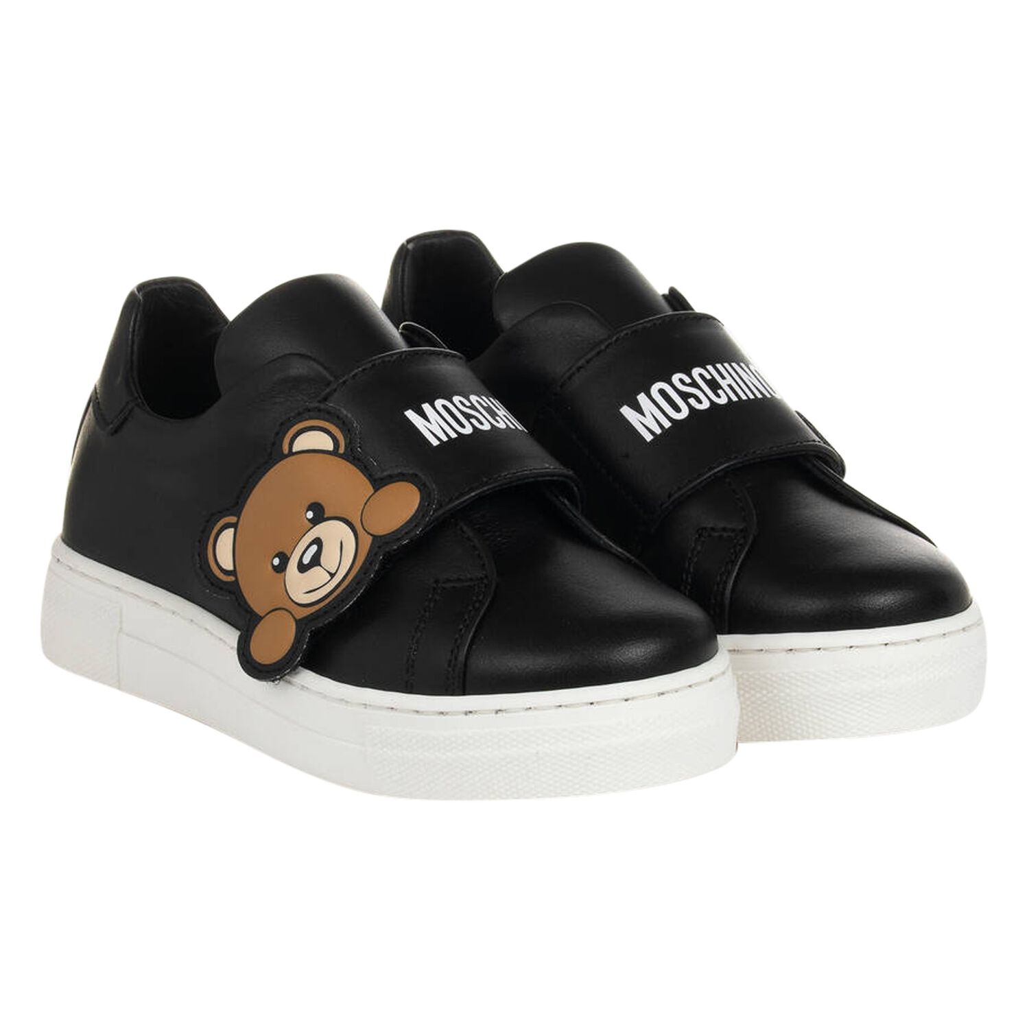 Black Teddy Bear Logo Trainers, 1, hi-res