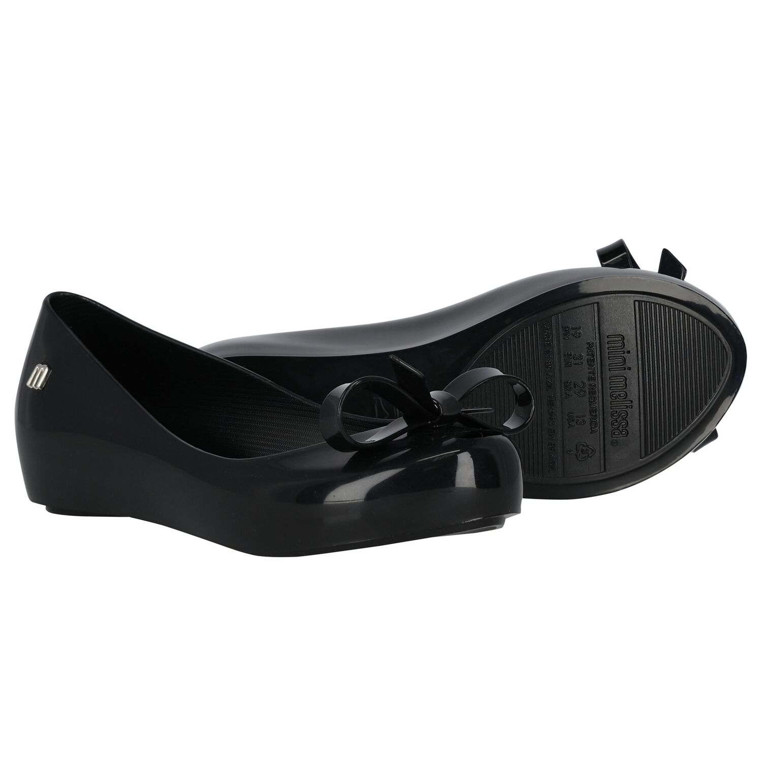 Girls Black Bow Shoes, 2, hi-res
