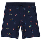 Boys Orange & Navy Skateboard Shorts Set, 2, hi-res