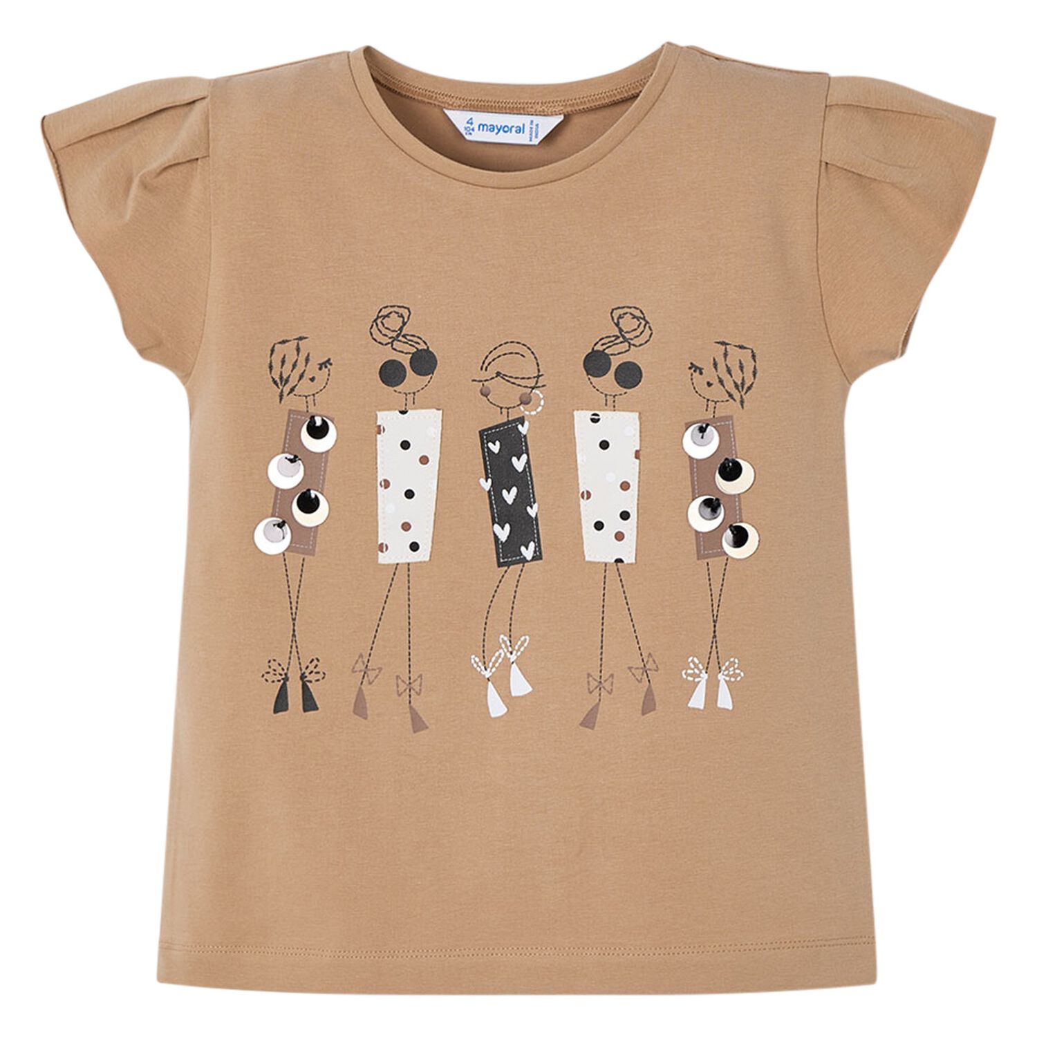Girls Beige T-Shirt, 3, hi-res