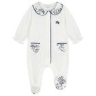 Baby Boys White & Navy Blue Babygrow, 2, hi-res