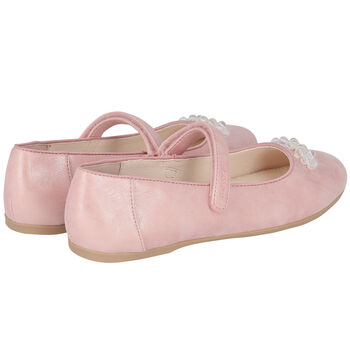 Girls Pink Pearl & Crystal Ballerina Shoes