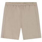 Boys White & Beige Shorts Set, 1, hi-res
