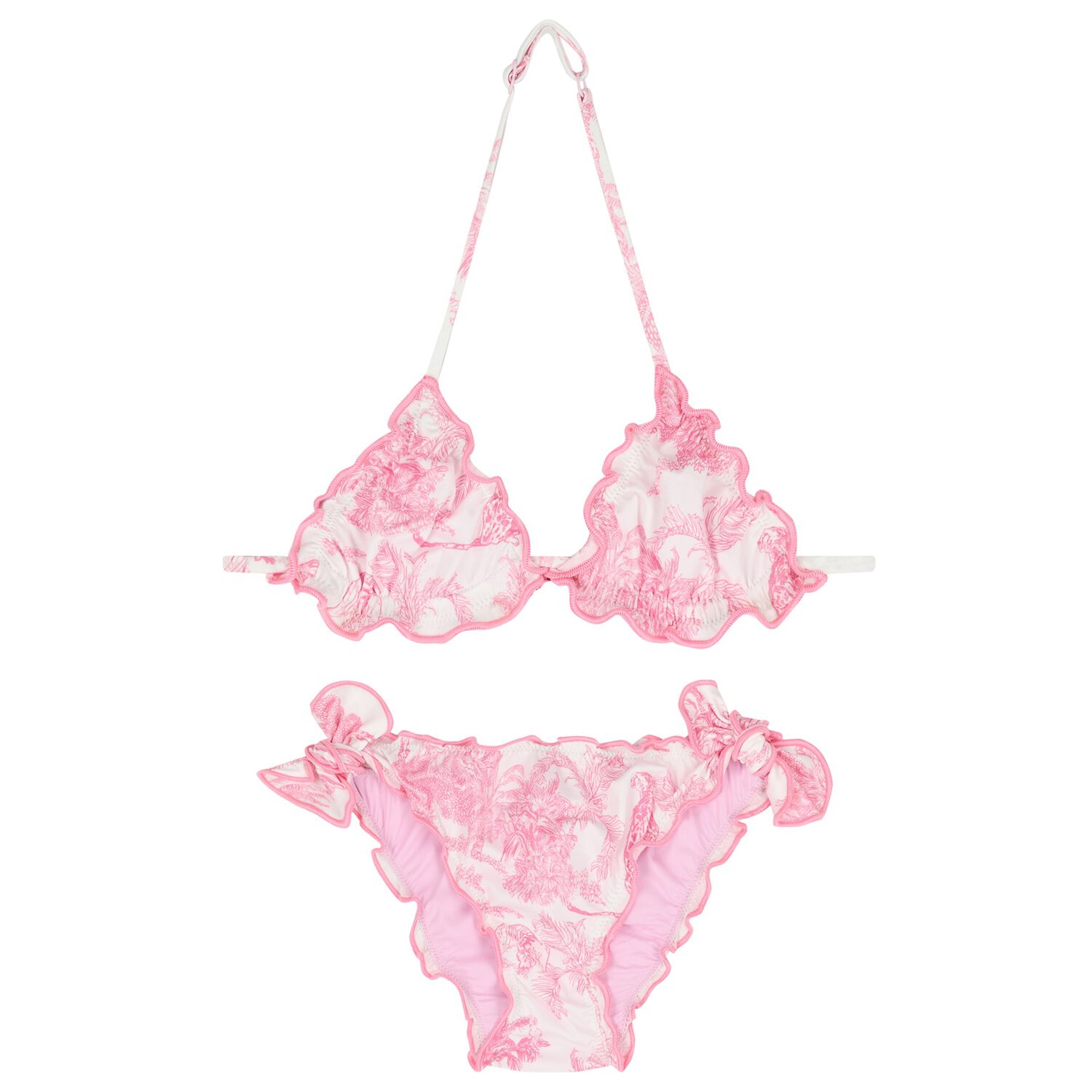 Girls Pink & White Jungle Bikini, 1, hi-res