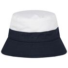 Baby Boys White, Navy Blue & Blue Logo Reversible Hat, 2, hi-res