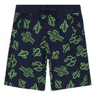 Boys White & Navy Blue Cactus Shorts Set, 1, hi-res