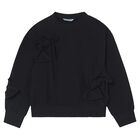 Girls Black Bow Sweatshirt, 1, hi-res