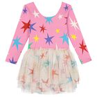 Girls Pink Star Print Dress, 1, hi-res
