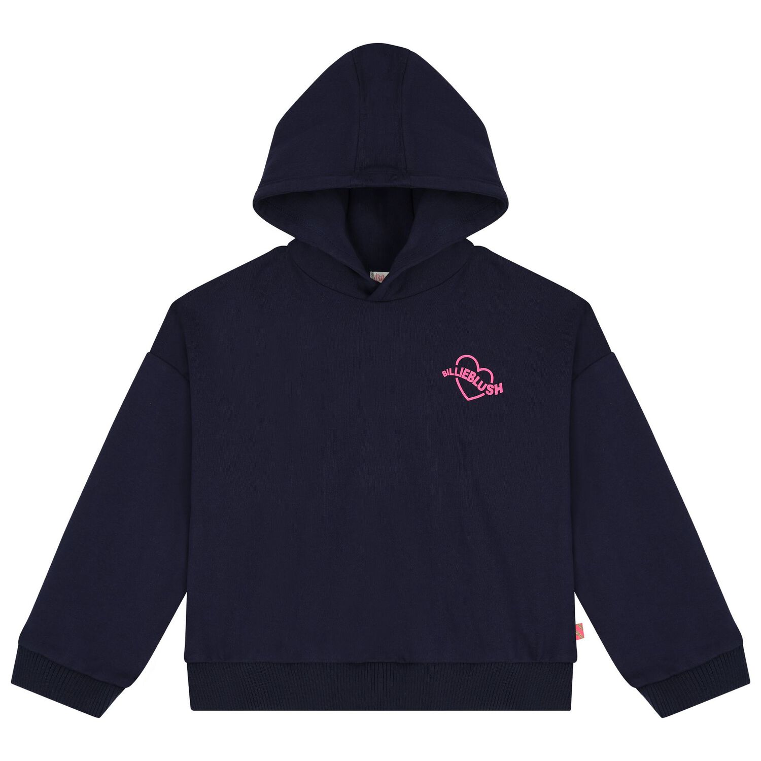 Girls Navy Blue Heart Hooded Top, 1, hi-res image number null