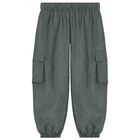Boys Grey Logo Trousers, 1, hi-res