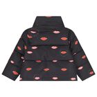 Girls Black Lips & Logo Puffer Jacket , 1, hi-res