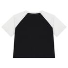 Girls Black & White Rhinestone Logo Skirt Set, 1, hi-res