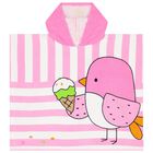 Girls Pink & White Striped Poncho Towel, 1, hi-res