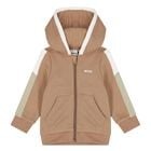 Younger Boys Beige Hooded Zip Up Top, 1, hi-res