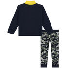 Boys Navy & Green Camouflaged Tracksuit, 1, hi-res