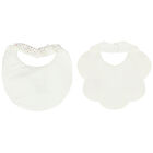 Baby Girls Ivory Teddy Bear Bibs (2 Pack), 1, hi-res