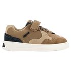Younger Boys Beige Leather Trainers, 1, hi-res