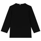 Younger Boys Black Logo Long Sleeve Top, 1, hi-res