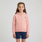 Girls Pink Logo Hooded Zip Up Top, 1, hi-res