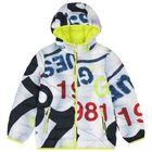 Boys White & Blue Padded Puffer Jacket, 1, hi-res