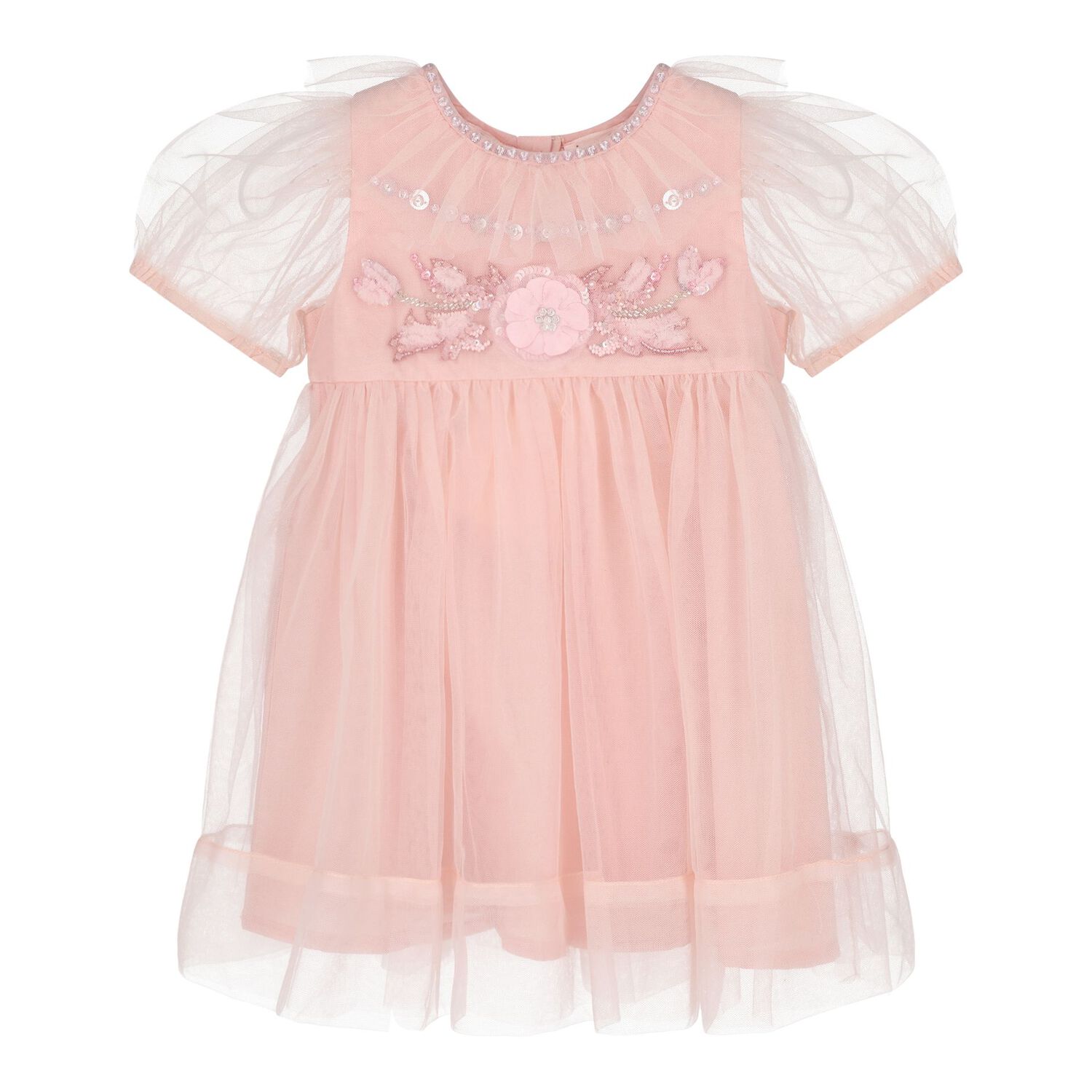 Baby Girls Pink Sequin Tulle Dress Set, 1, hi-res