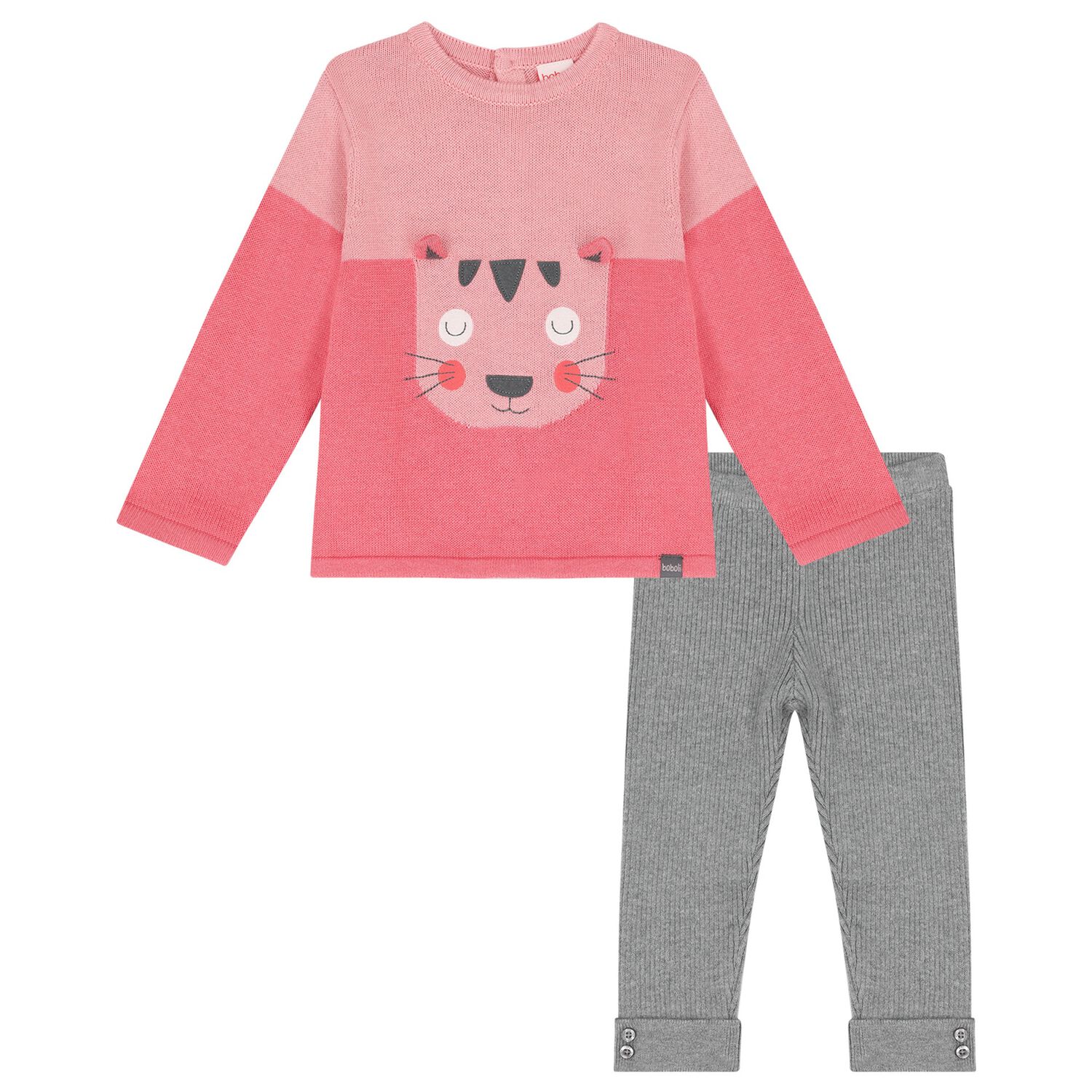 Younger Girls Pink & Grey Leggings Set, 1, hi-res image number null