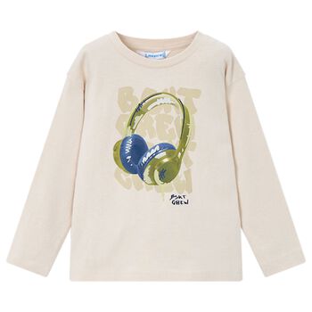 Boys Ivory Headphone Long Sleeve Top