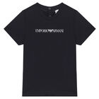 Younger Boys Navy Logo T-Shirt, 2, hi-res