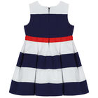 Girls Navy Blue & White Stripe Dress, 1, hi-res
