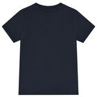 Boys Navy Blue & Gold Logo T-Shirt, 2, hi-res