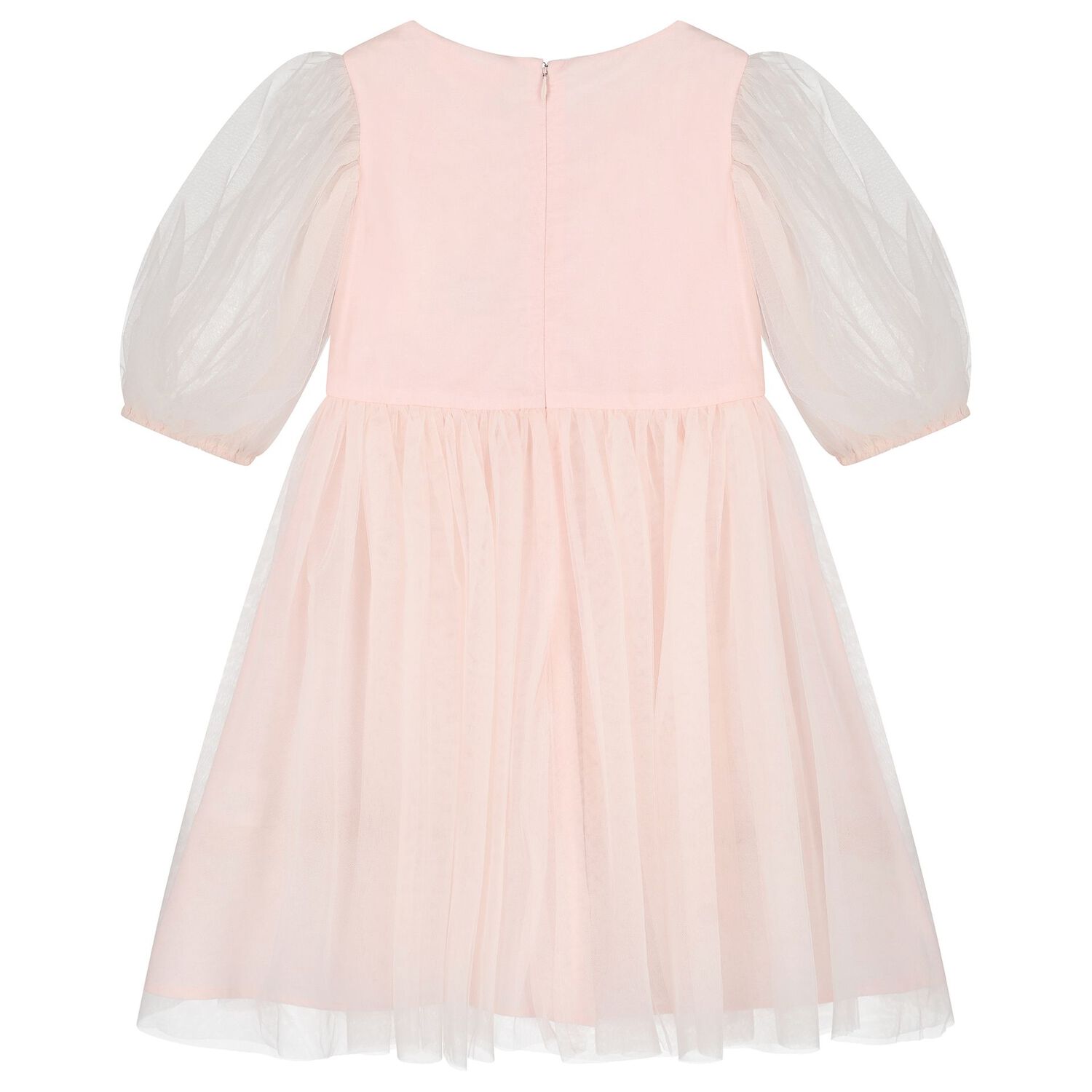 Girls Pink Embellished Crystal Tulle Dress, 1, hi-res