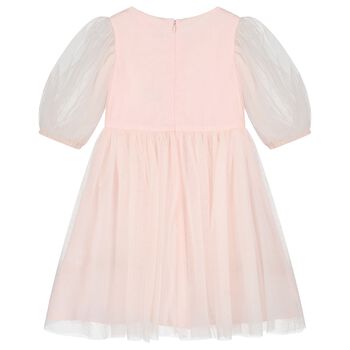 Girls Pink Embellished Crystal Tulle Dress