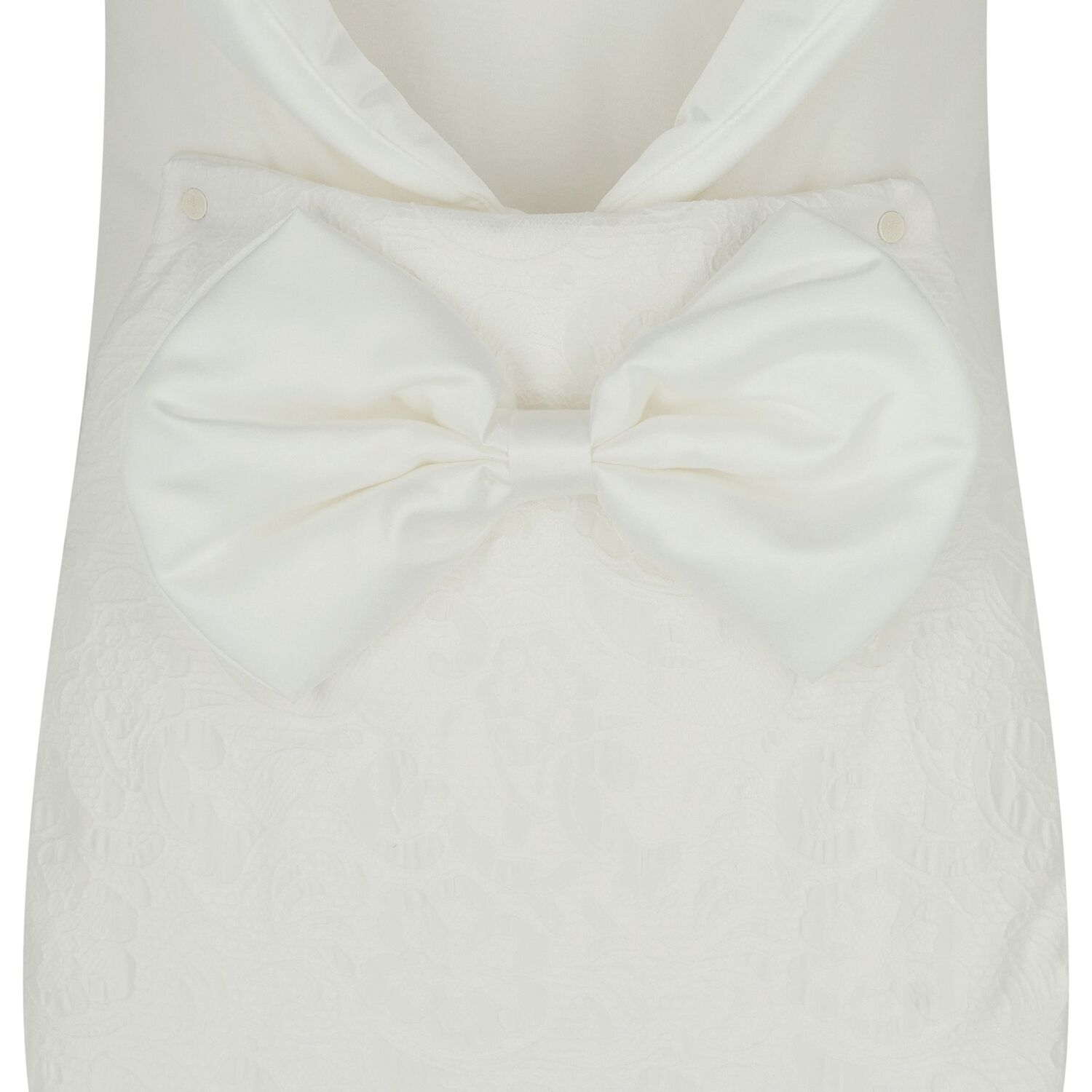 Baby Girls White Satin Bow Nest, 1, hi-res