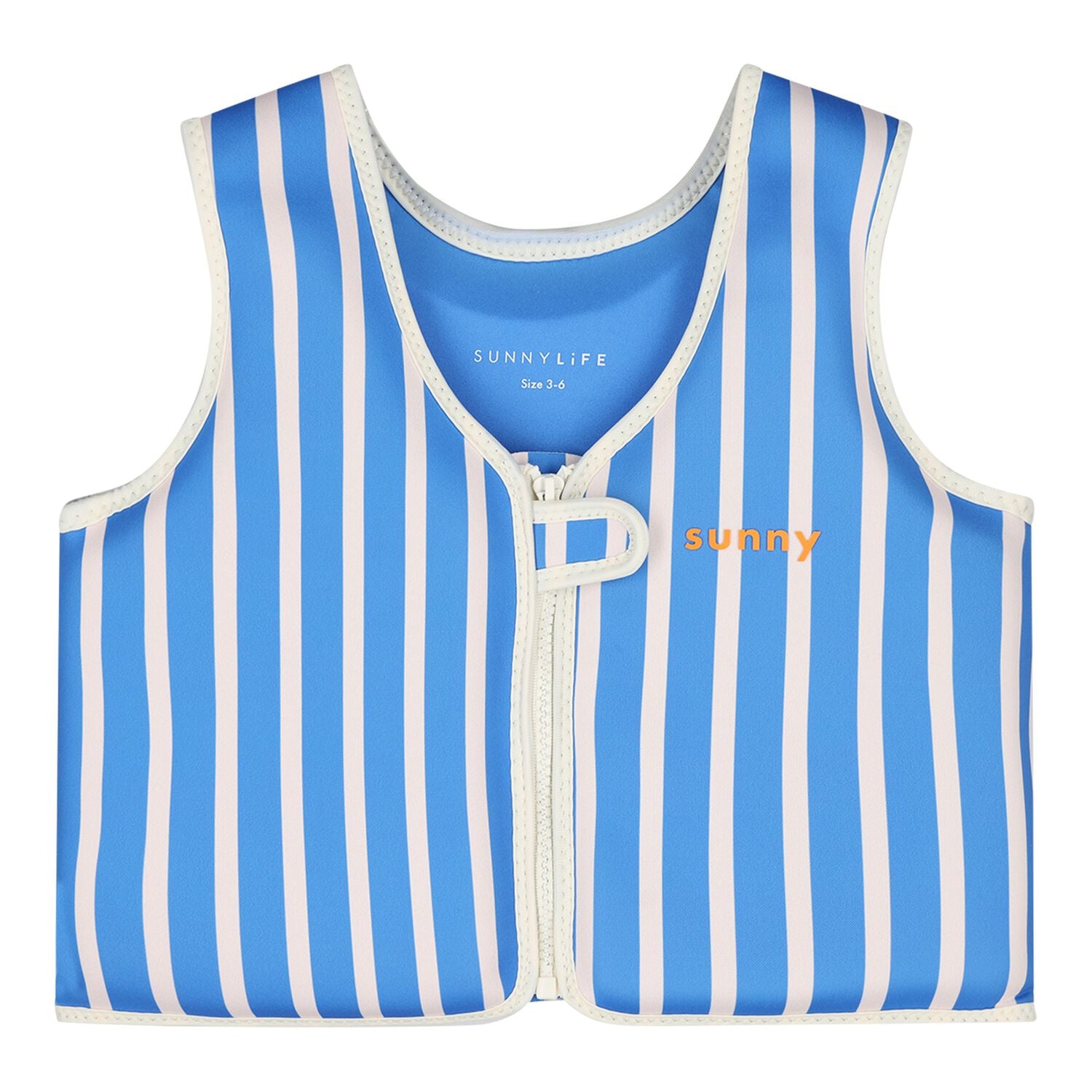 Boys Blue Striped Tiger Swim Vest, 1, hi-res