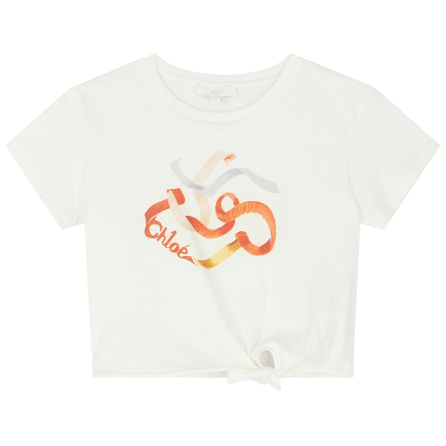 Girls Off White Ribbon Logo T-Shirt, 2, hi-res