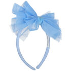 Girls Blue Tulle Bow Headband, 1, hi-res