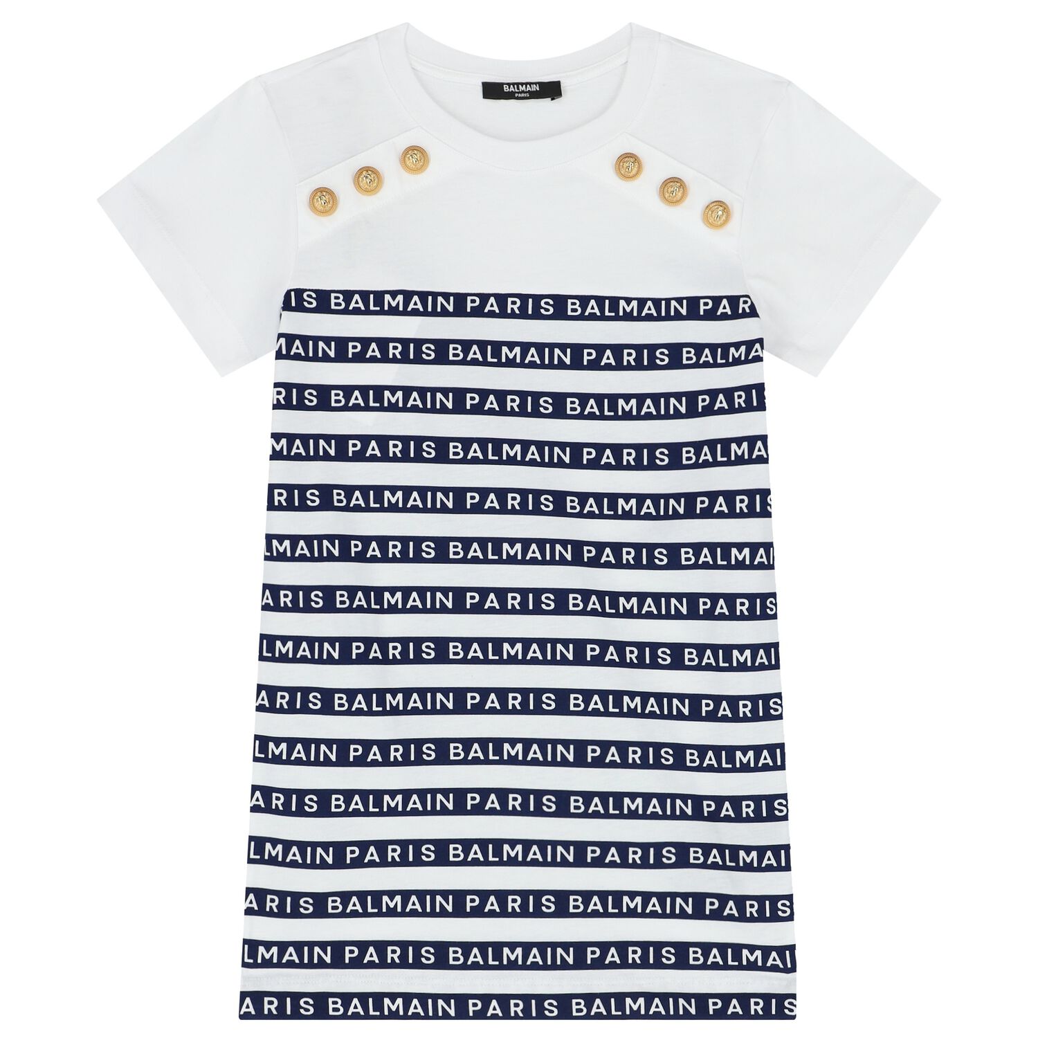 Girls White & Blue Logo Dress, 1, hi-res image number null