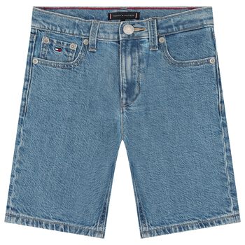Boys Logo Blue Denim Shorts