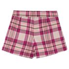 Girls Pink & Beige Plaid Shorts, 1, hi-res