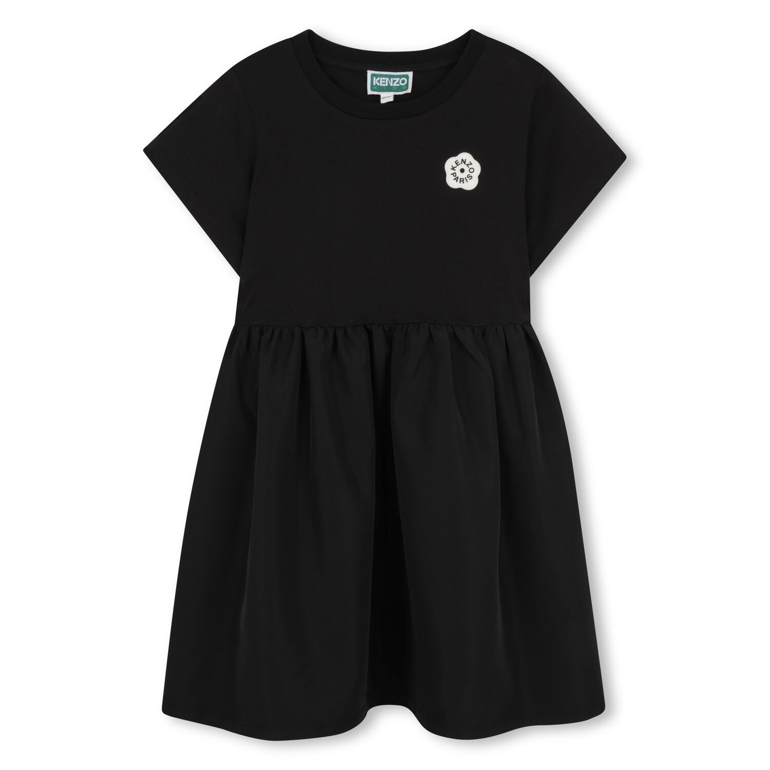 Girls Black Logo Dress, 1, hi-res