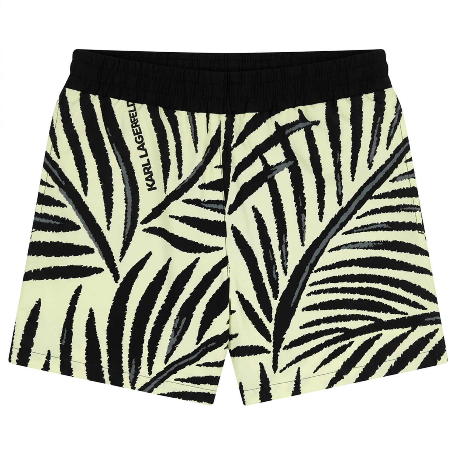 Boys Mini Me Black & Yellow Logo Swim Shorts, 2, hi-res