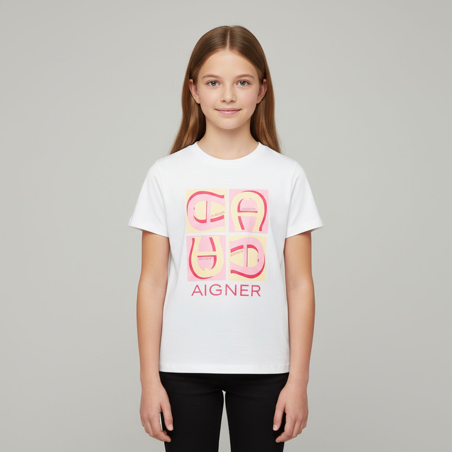 Girls White & Pink Logo T-Shirt, 1, hi-res image number null