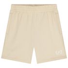 Boys Beige Logo Shorts, 4, hi-res