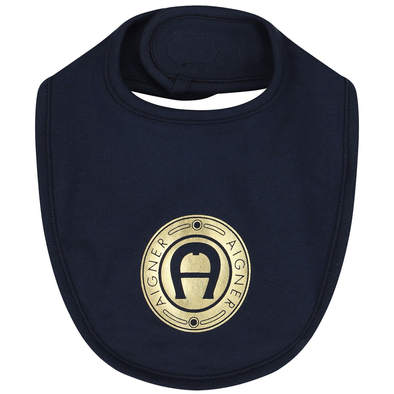 Baby Boys Navy Blue & Gold Logo Bib, 3, hi-res image number null