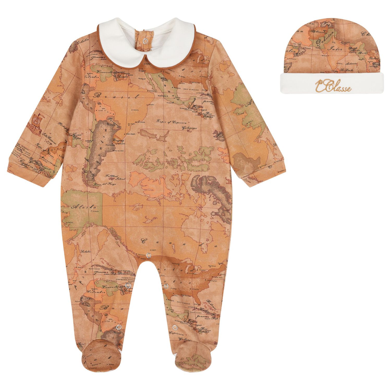 Ivory & Beige Geo Map Babygrow Set, 4, hi-res
