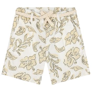 Boys Ivory & Beige Abstract Shorts