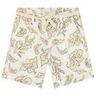 Boys Ivory & Beige Abstract Shorts, 1, hi-res