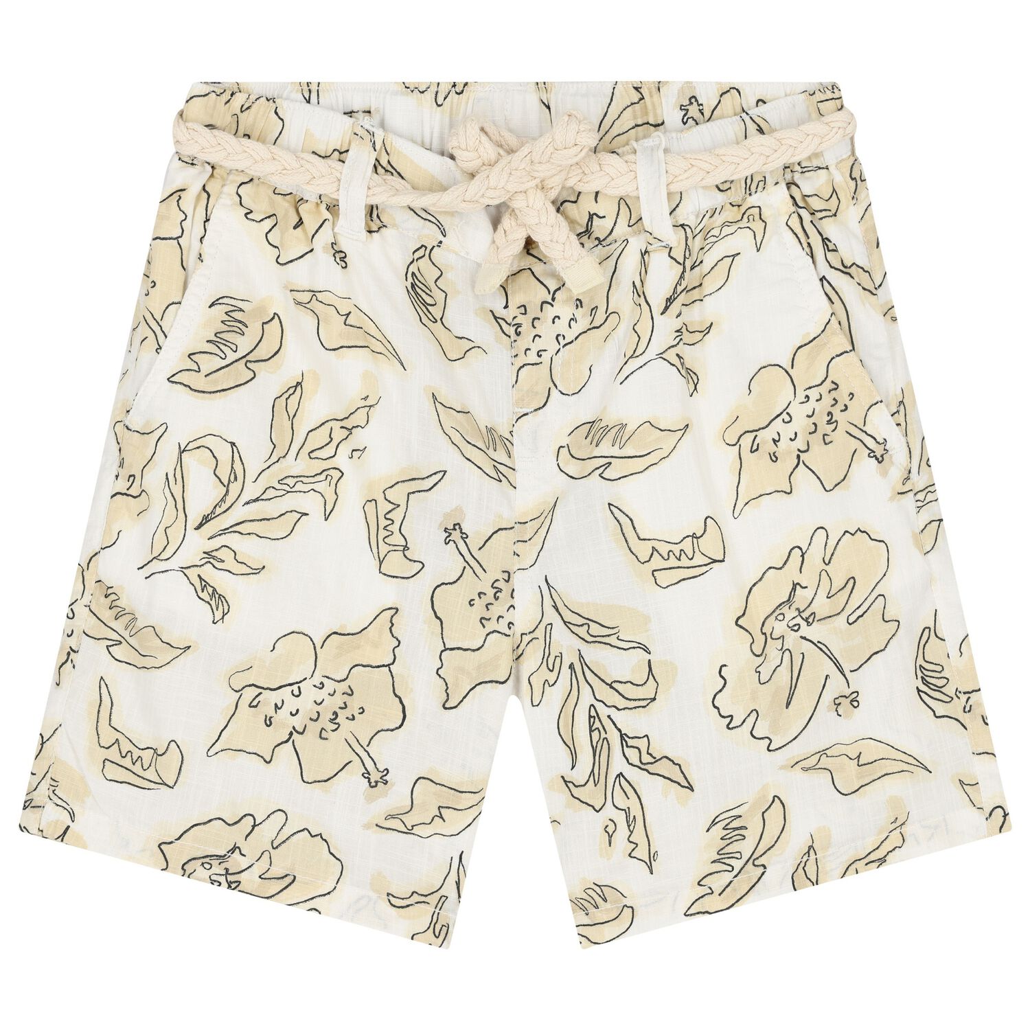 Boys Ivory & Beige Abstract Shorts, 1, hi-res image number null