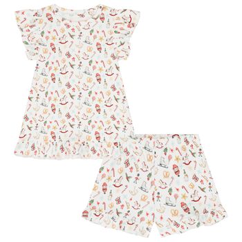 Girls White Festive Pjyamas