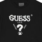 Girls Black Logo Sequin T-Shirt, 2, hi-res